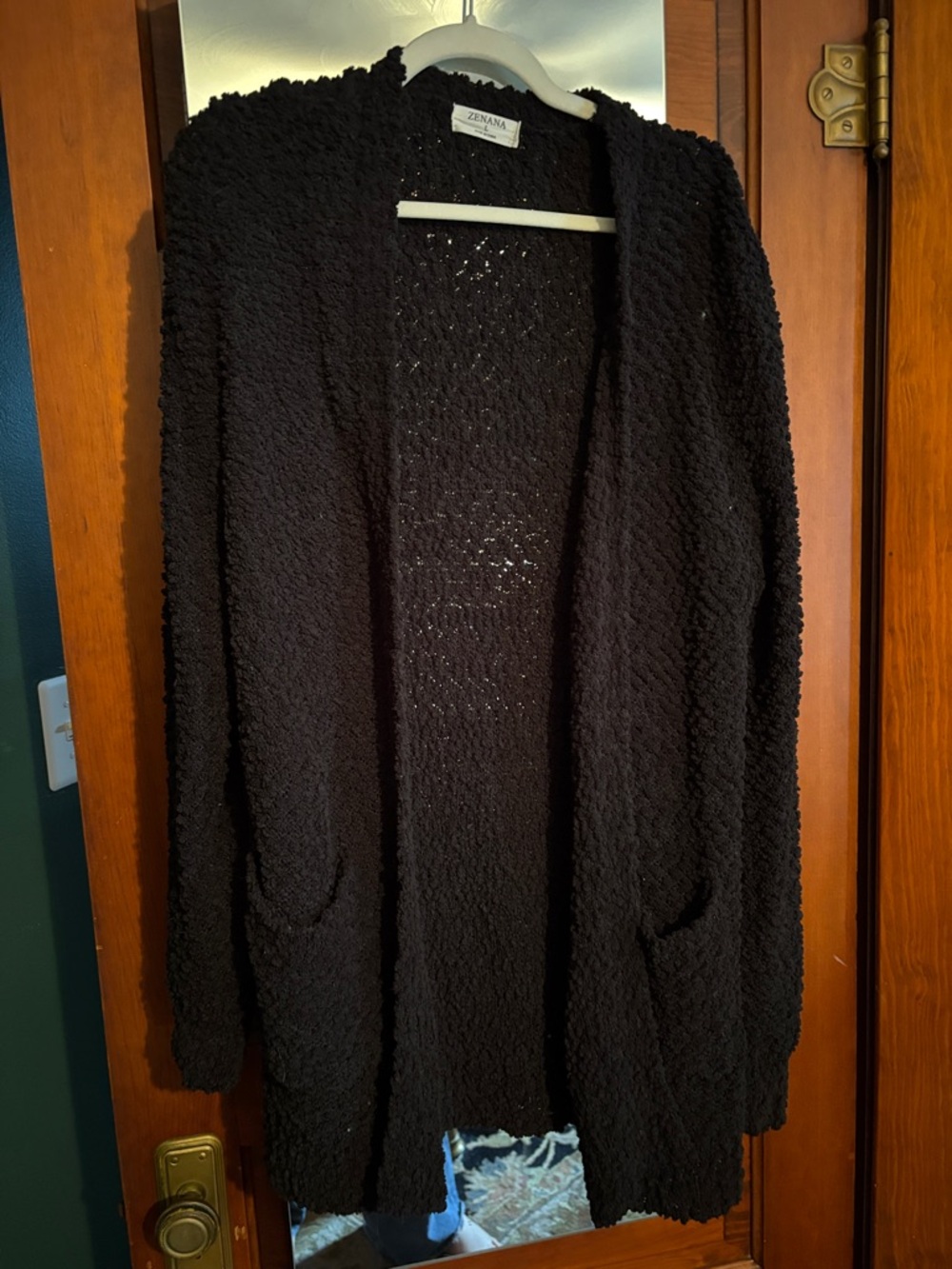 Zenana Outfitters Black Open-Front Cozy Cardigan